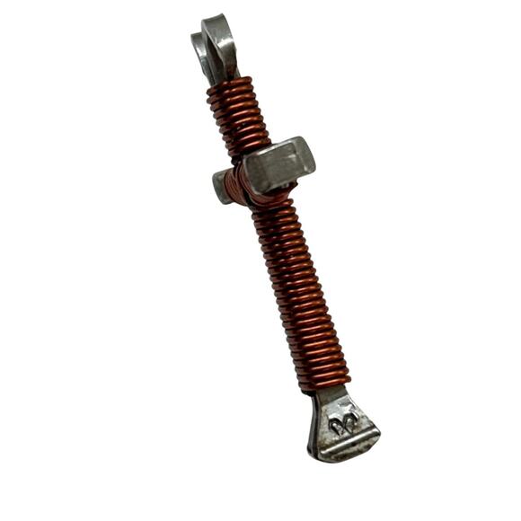 Silvertone and Copper Color Wrapped Cross Pendant Funky 1.75" - Picture 6 of 7